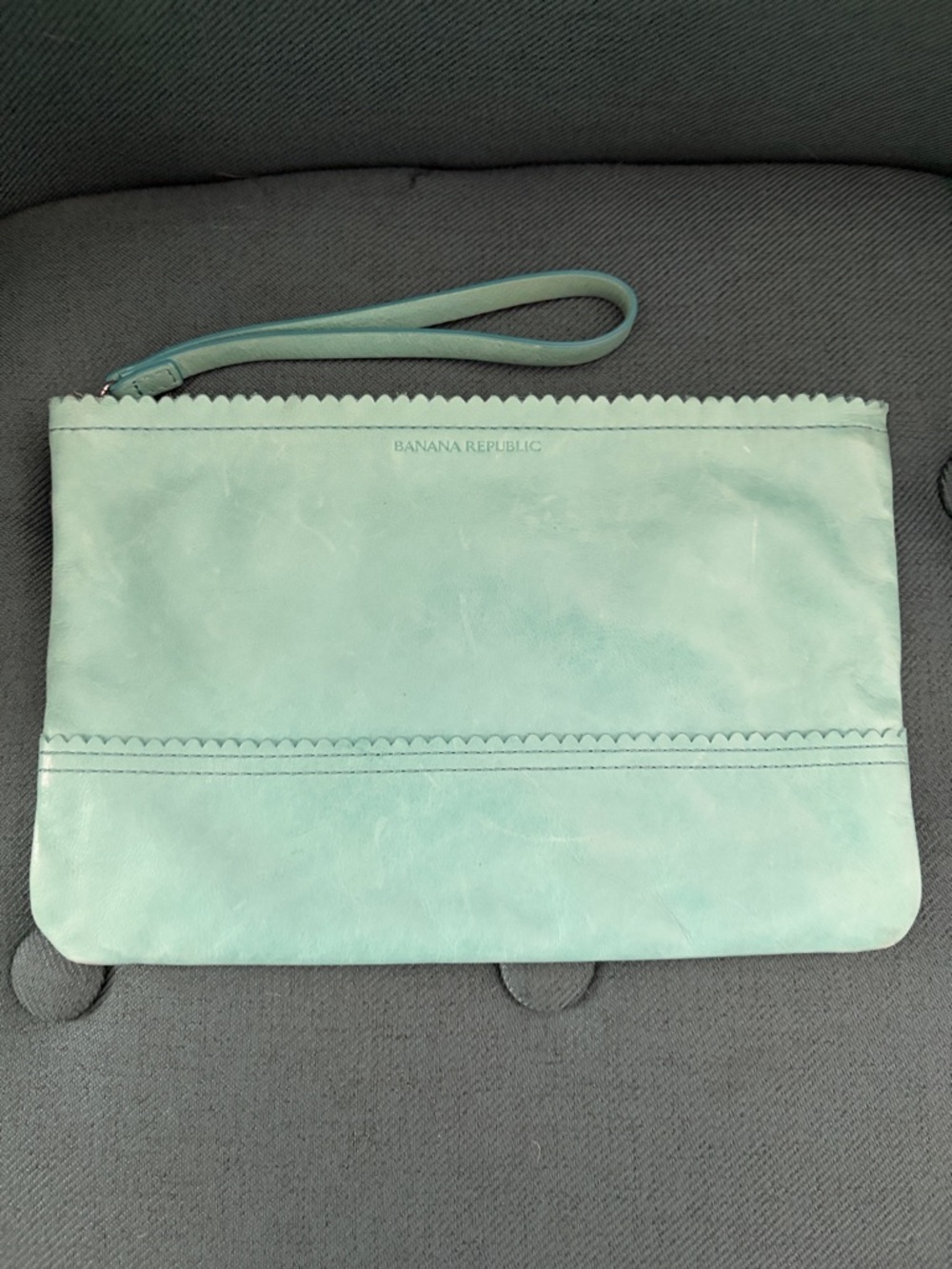 Banana Republic Mint Green Leather Wristlet Clutch